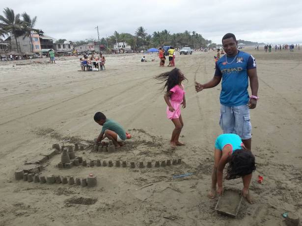And we build sand castles. We didn't have buckets, so we just used contains that people threw out. Flowerpots are excellent castle builders. 