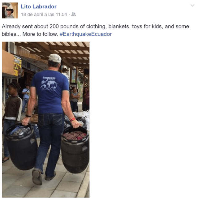 I have friends going into affected areas donating clothes.