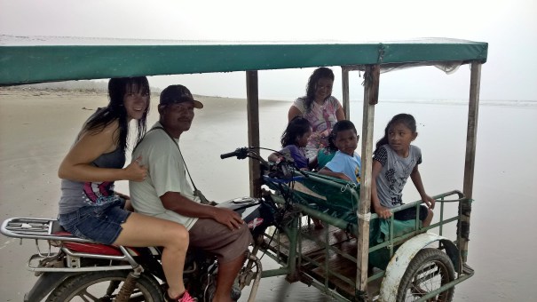 We went to the beach! This is how you get around the town. Well, I'm a little to big for this town, apparently, 